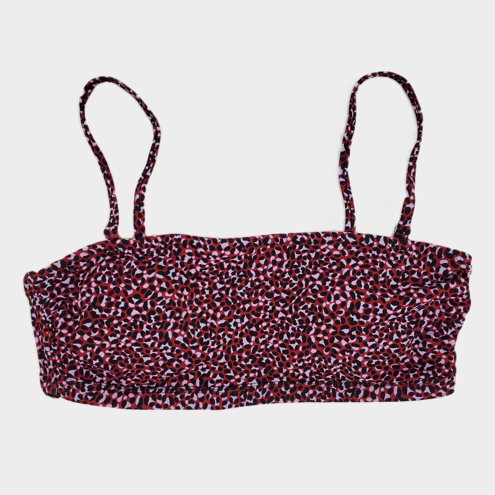 Amazon Essentials Womens Medium Brick Red Leopard Bandeau Bikini Top UPF 50+ New